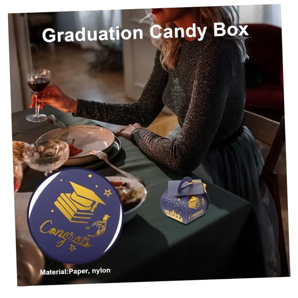 Graduation Cap Candy Holder 50pcs Delicate Candy Boxes for Party Favors